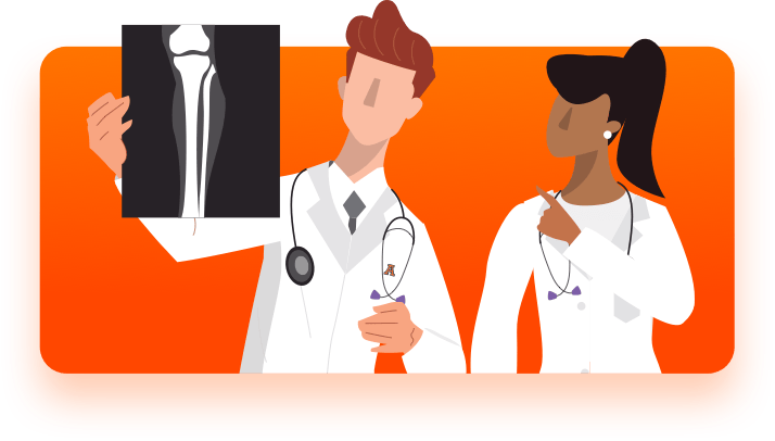 ilustración de doctores con radiografía 