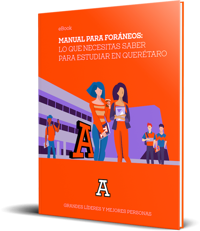 Mockup de eBook sobre consejos para estudiantes foráneos