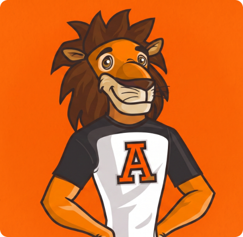Leo, la mascota de Universidad Anáhuac.